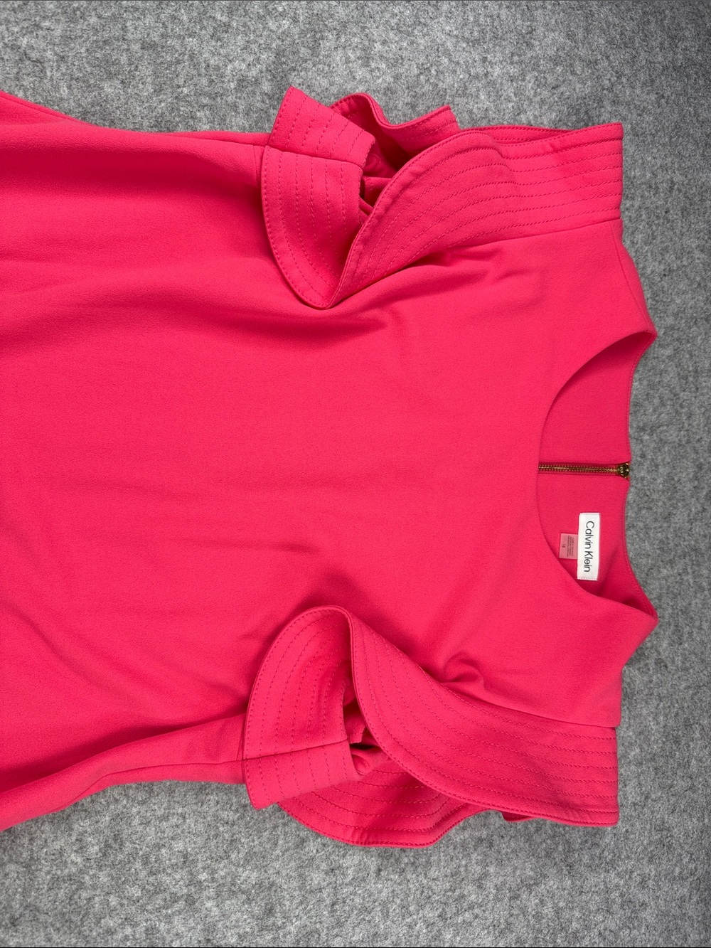 Calvin Klein Hot Pink Ruffled-Sleeve Midi Dress - Picture 3 of 6